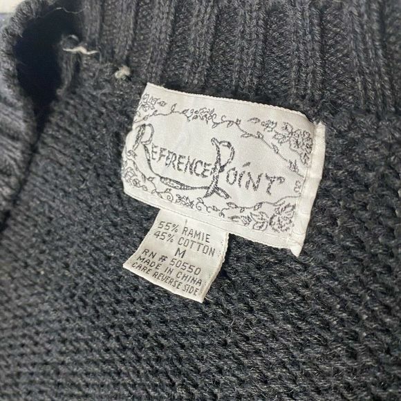 Rainbow Argyle Cardigan Sweater 90s Reference Point Knit Medium W23"xL26" Cotton - Picture 5 of 5